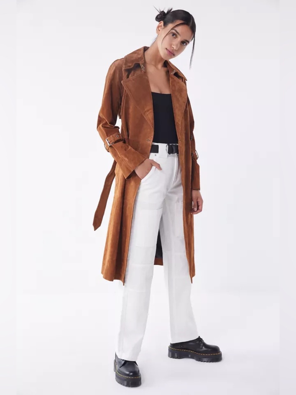 NWT H&M Luxury Collection Genuine Suede Single Breasted Trench Coat